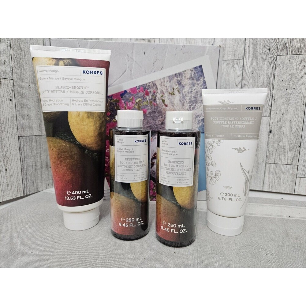 Korres Greece Athens Skincare Gift Set  Gauva Mango Body Butter Cleanser 4 Pc